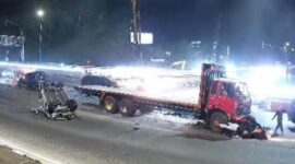 kecelakaan truk yang terjadi di exit Tol Bawen Kabupaten Semarang. (Instagram.com/@informasiseputarsemarang) 
